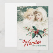 Mooie kerstangels met Vintage Feestdagenkaart (Voorkant / Achterkant)