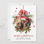 Mooie Kerstbal Frame Gezinsvakanties Feestdagenkaart (Voorkant)