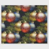 Mooie kerstballen met een fraai design cadeaupapier (Vlak)