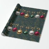 Mooie Kerstbalornament Cadeaupapier (Uitgerold)