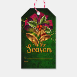Mooie Kerstbellen Groen 'Tis het Seizoen Cadeaulabel