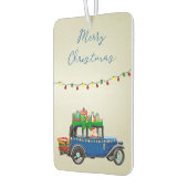 Mooie, kerstblauwe auto met kerstman en cadeautjes luchtverfrisser (Links)