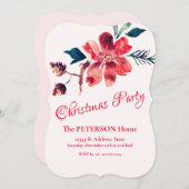 Mooie Kerstbloem Pinecones Party Kaart (Voorkant / Achterkant)