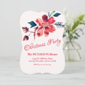 Mooie Kerstbloem Pinecones Party Kaart (Staand voorkant)