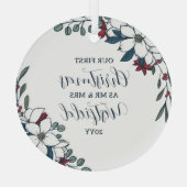 Mooie Kerstbloemen 1e Kerstmis Getrouwd Glas Ornament (Achterkant)