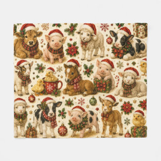 Mooie Kerstboerderijdierenprint Fleece Deken