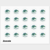 Mooie kerstbomen Aangepaste fijne feestdagen Ronde Sticker (Vel)