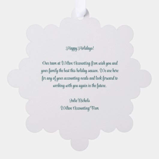 Mooie kerstbomen aangepaste zakelijke vakantie ornament kaart (Achterkant)