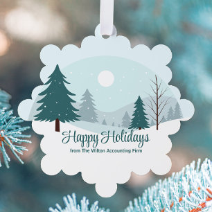 Mooie kerstbomen aangepaste zakelijke vakantie ornament kaart