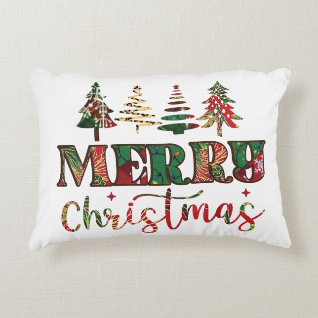 Mooie Kerstbomen Accent Kussen (Voorkant)