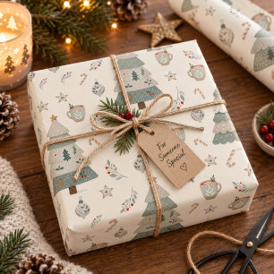Mooie Kerstbomen Donkergroene Kerst Cadeaupapier