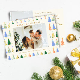 Mooie Kerstbomen Groen Boho Twee Foto Bericht Feestdagenkaart