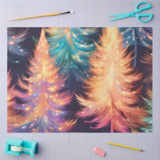 Mooie kerstbomen licht sprankelende kerst tissuepapier (Craft)