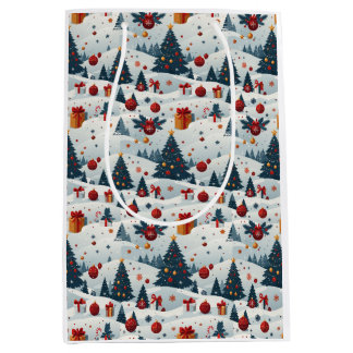 Mooie kerstbomen patroon inpakpapier medium cadeauzakje