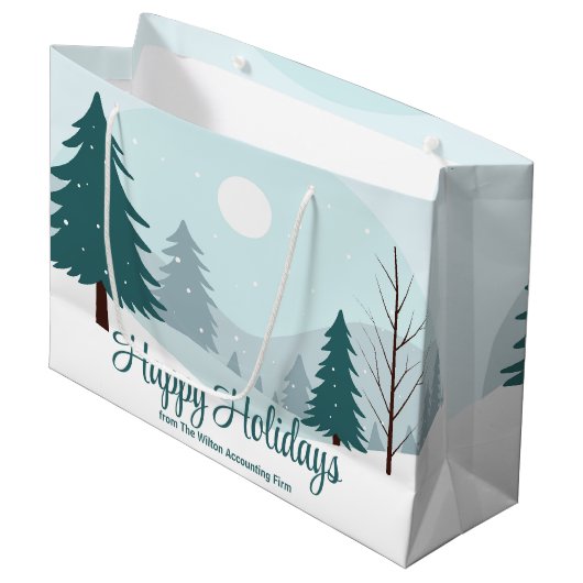 Mooie kerstbomen Winter feestelijke partij Groot Cadeauzakje (Voorkant Gekanteld)