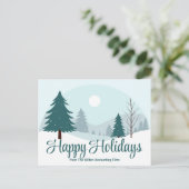 Mooie kerstbomen winter sneeuw bedrijf feestdagenkaart (Staand voorkant)