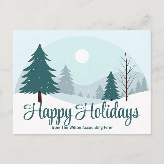 Mooie kerstbomen Winter Sneeuw Zakelijk Feestdagenkaart (Voorkant)