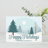 Mooie kerstbomen Winter Sneeuw Zakelijk Feestdagenkaart (Staand voorkant)