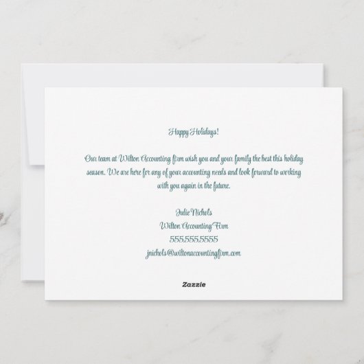 Mooie kerstbomen Winter Sneeuw Zakelijk Feestdagenkaart (Achterkant)