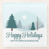 Mooie kerstbomen wintersneeuw landschap glazen onderzetter (Voorkant)