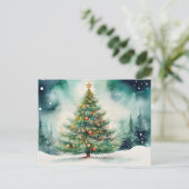Mooie Kerstboom Buiten Feestdagenkaart (Staand voorkant)