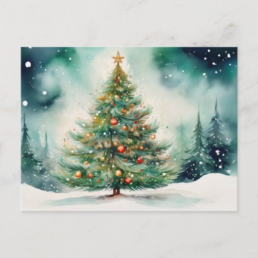 Mooie Kerstboom Buiten Feestdagenkaart (Voorkant)