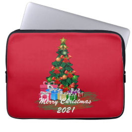 Mooie kerstboom Burgundy Electronics Bag Laptop Sleeve