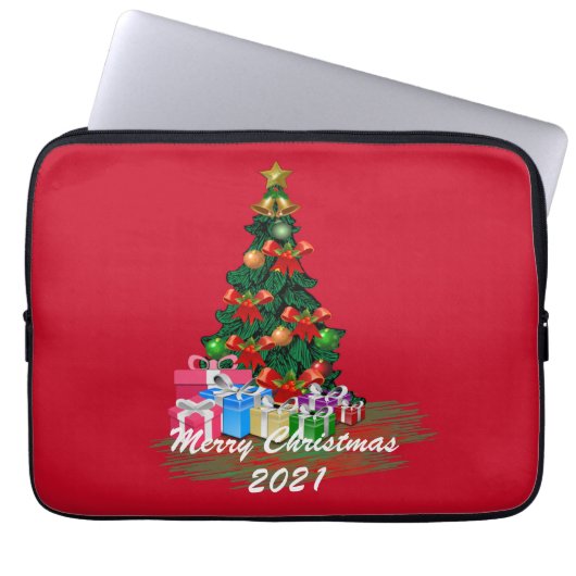 Mooie kerstboom Burgundy Electronics Bag Laptop Sleeve (Voorkant)