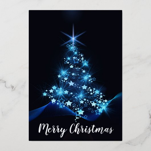 Mooie kerstboom folie feestdagenkaart (Voorkant)