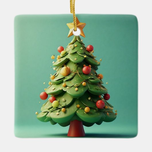 Mooie Kerstboom Keramisch Ornament (Voorkant)