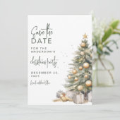 Mooie Kerstboom | Kerstfeestje Save The Date (Staand voorkant)