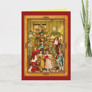 Mooie Kerstboom, Kerstman, Kinderen Klassieker Kaart