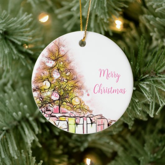 Mooie kerstboom met Cadeaus Keramisch Ornament (Boom)