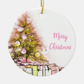Mooie kerstboom met Cadeaus Keramisch Ornament (Voorkant)
