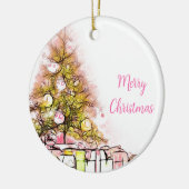 Mooie kerstboom met Cadeaus Keramisch Ornament (Links)