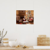 Mooie kerstboom met levendige ruimte poster (Keuken)