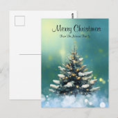 Mooie kerstboom met sneeuw en gouden lampjes briefkaart (Voorkant / Achterkant)