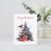 Mooie Kerstboom met Vogel Graphic Briefkaart (Staand voorkant)