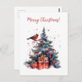 Mooie Kerstboom met Vogel Graphic Briefkaart (Voorkant / Achterkant)