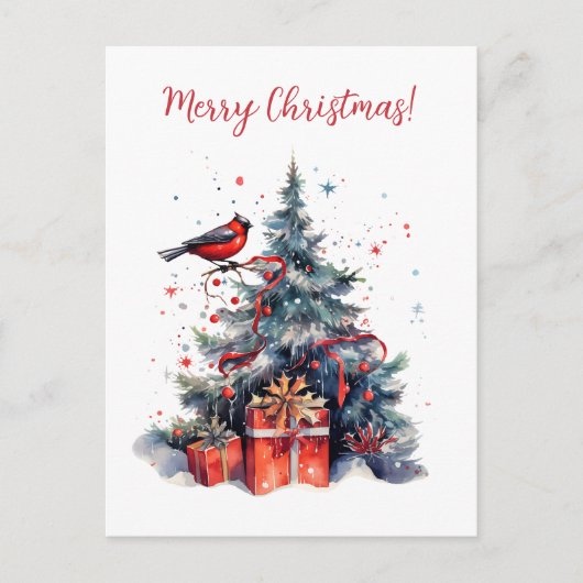 Mooie Kerstboom met Vogel Graphic Briefkaart (Voorkant)