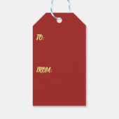 Mooie Kerstboom op Rode Cadeaubon Cadeaulabel (Achterkant)