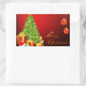 Mooie kerstboom, rode en gouden ballen rechthoekige sticker (Tas)