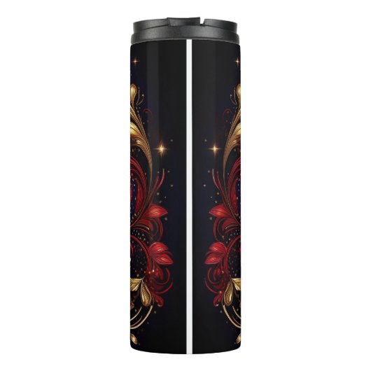 Mooie kerstboom rood lint ontwerp thermosbeker (Achterkant)