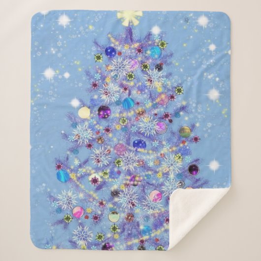 Mooie kerstboom sherpa deken (Voorkant)
