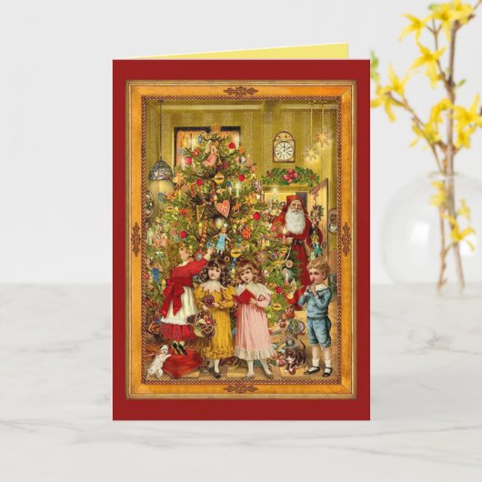 Mooie Kerstboom, Sinterklaas, Kinderen Klassiek Kaart (Gele Bloem)