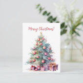 Mooie Kerstboom Waterverf Art Graphic Briefkaart (Staand voorkant)