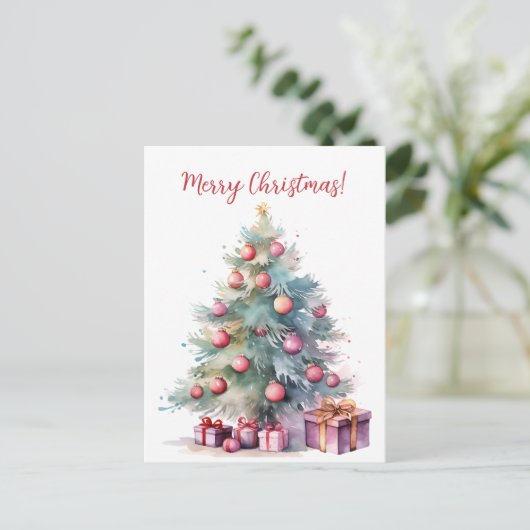 Mooie Kerstboom Waterverf Art Graphic Briefkaart (Staand voorkant)
