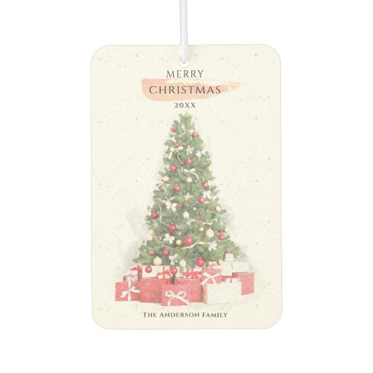 Mooie kerstboomkunst Waterverf Feestdagen Luchtverfrisser (Voorkant)