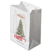 Mooie kerstboomkunst Waterverf Feestdagen Medium Cadeauzakje (Voorkant Gekanteld)