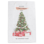 Mooie kerstboomkunst Waterverf Feestdagen Medium Cadeauzakje (Voorkant)